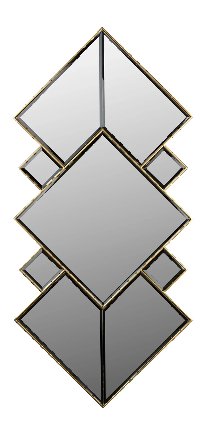 Wandspiegel Miyu Dutchbone Gold, Rautenmuster im Vintage-Boho-Stil