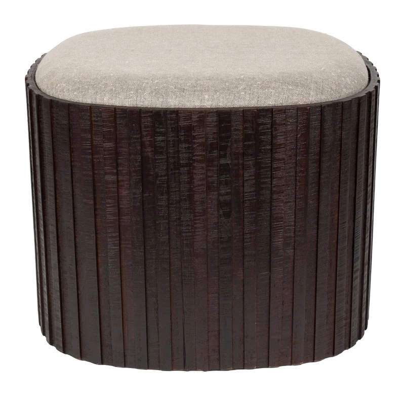 Sitzpouf Bay von Dutchbone mit Stauraum, Teakholz in Walnuss-Braun
