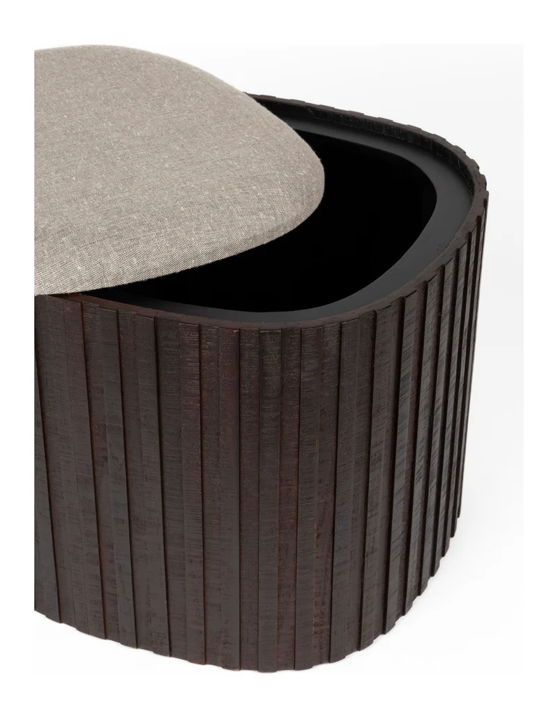 Sitzpouf Bay von Dutchbone mit Stauraum, Teakholz in Walnuss-Braun