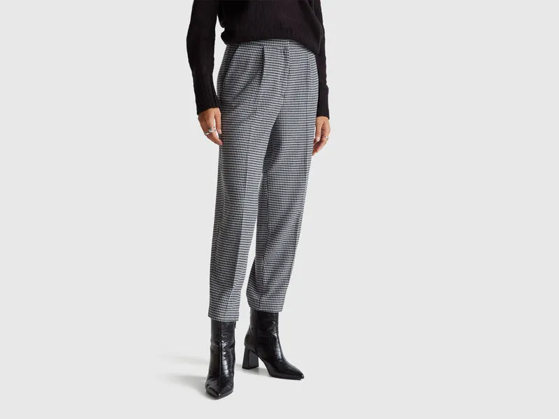 Flanellhose mit Hahnentrittmuster