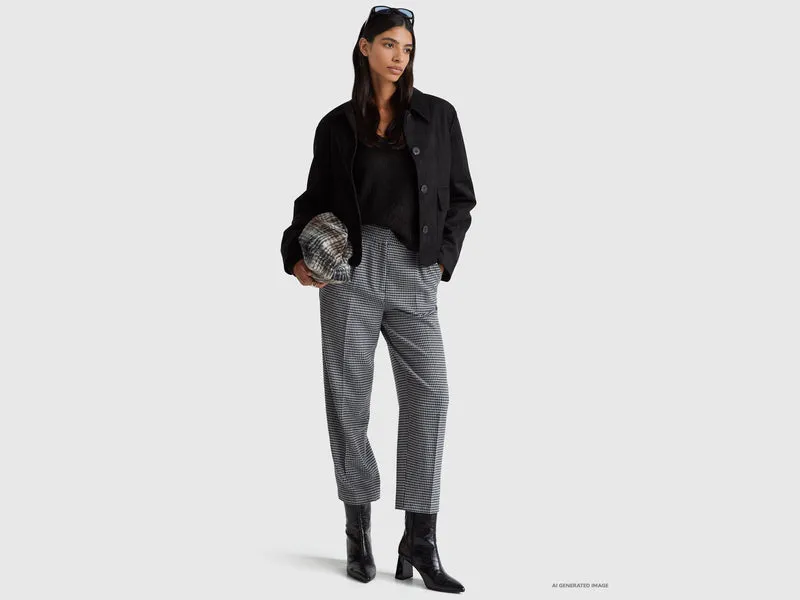 Flanellhose mit Hahnentrittmuster