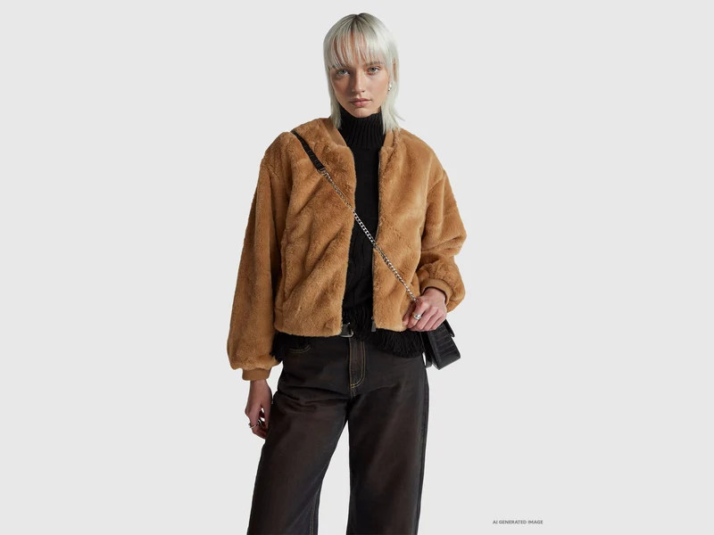 Bomberjacke aus Kunstpelz