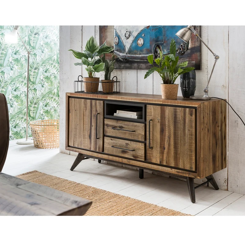 Sideboard Akazie massiv / Metall Vintage-Look Tati