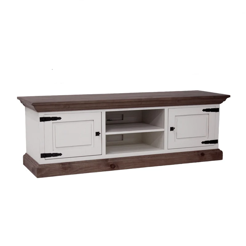 TV-Schrank Pinie massiv Antikfinish/Weiß Finca