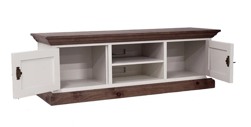 TV-Anrichte Pinie massiv Antikfinish/Weiß Finca