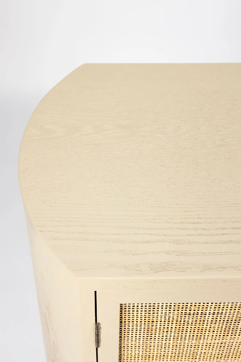 Schrank Amaya im Japandi-Stil, Beige mit geflochtenen Rattantüren