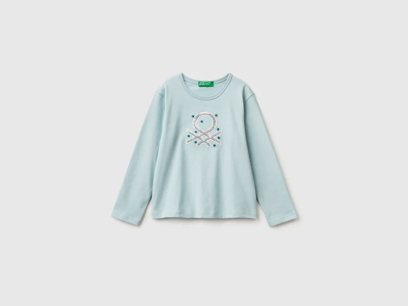 T-Shirt mit Print und Pailletten
