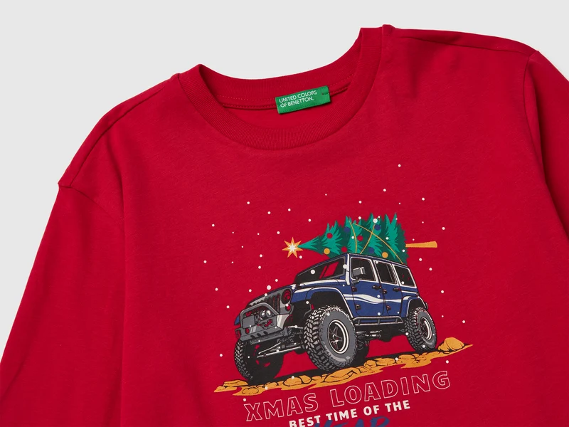 T-Shirt mit warmem Baumwolldruck