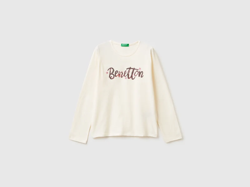 Warmes Baumwoll-T-Shirt mit Pailletten