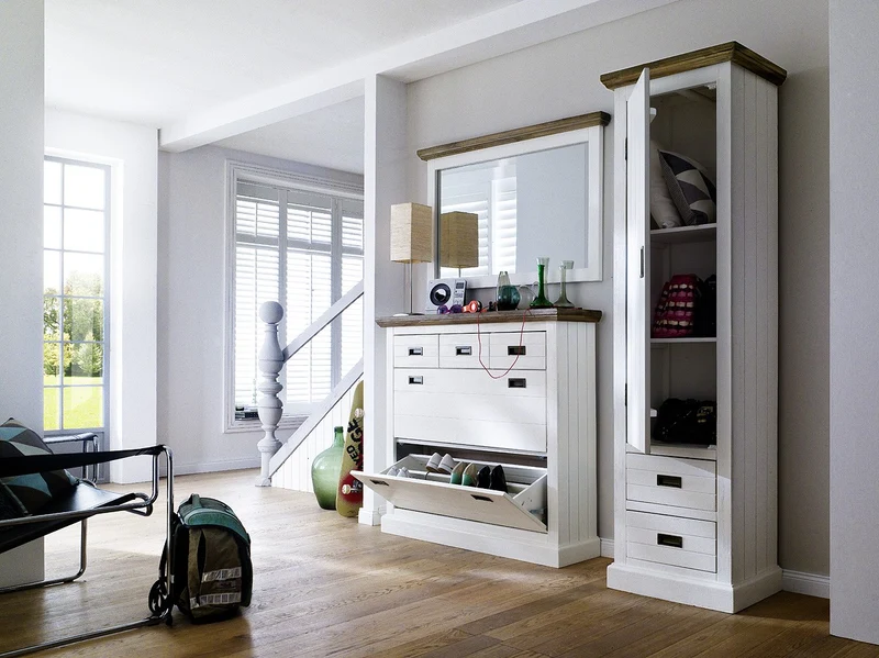 Garderobenschrank Akazie teilmassiv weiß/braun Gomera 9811-GOM07T83