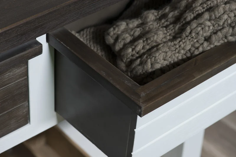 Schuhschrank Akazie massiv weiß Loft 2 Klappen