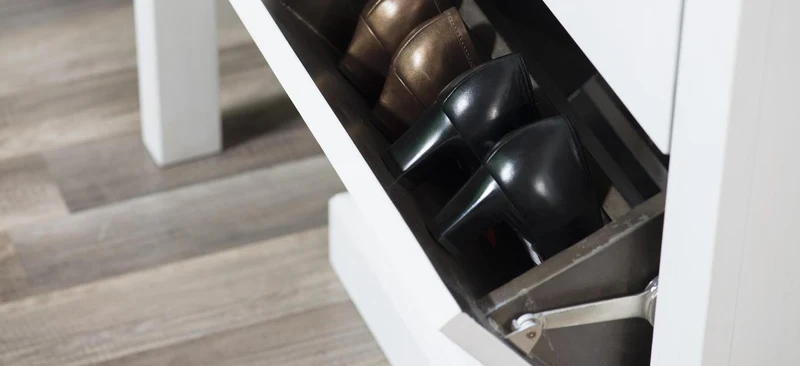 Schuhschrank Akazie massiv weiß Loft 2 Klappen