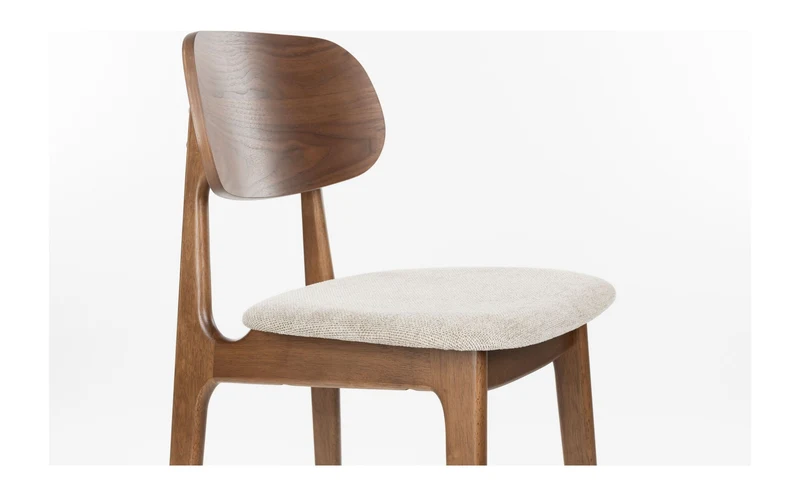 Barhocker Marais 2er-Set aus Gummibaumholz mit beigem Bezug, Dutchbone