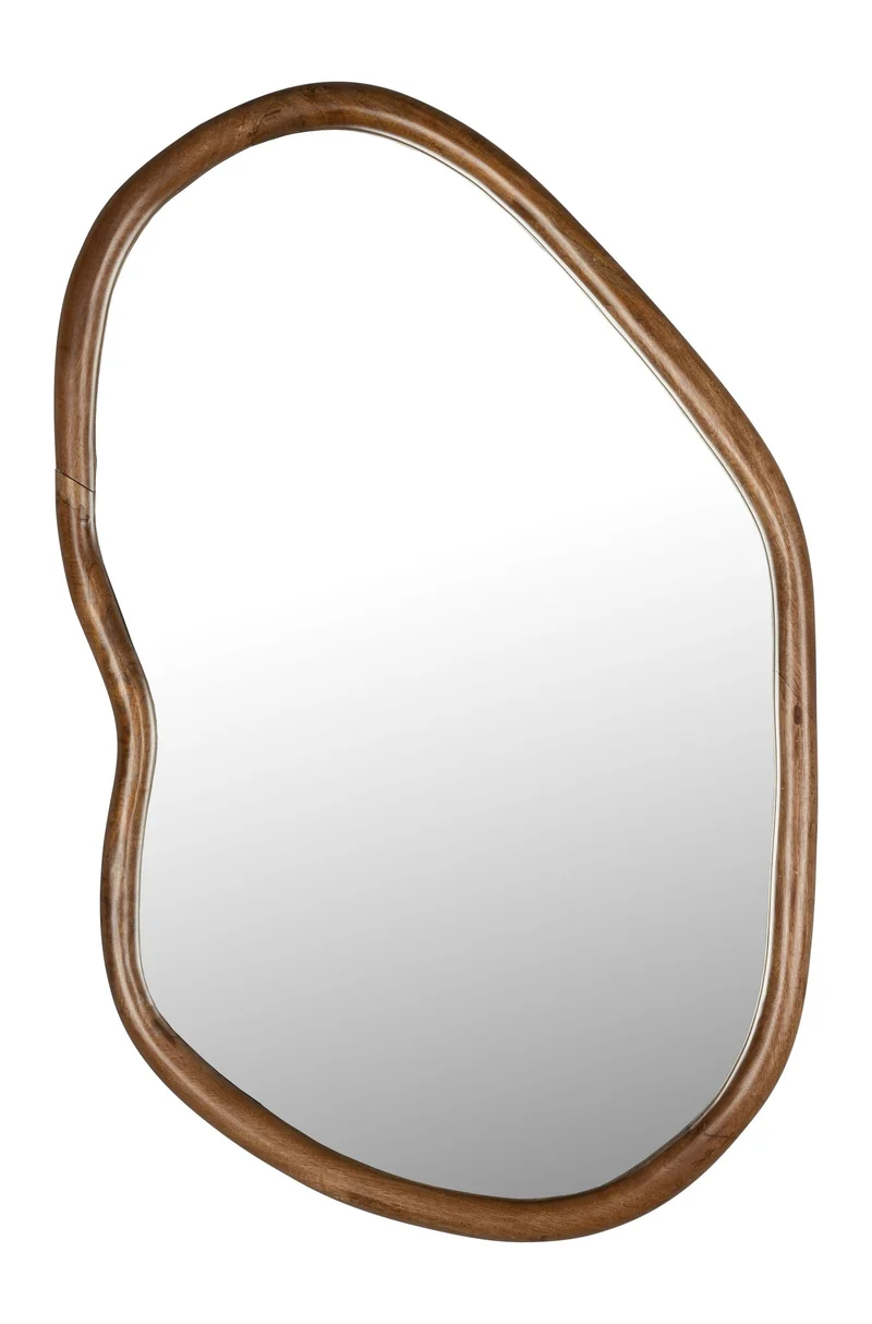 Wandspiegel Ashley Walnut aus massivem Mangoholz im Boho-Chic-Stil