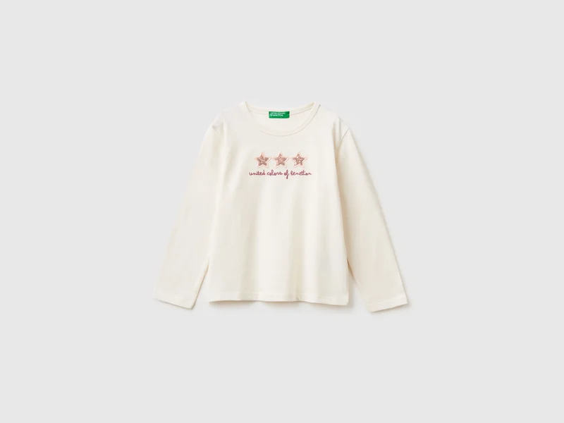 T-Shirt mit Print und Pailletten