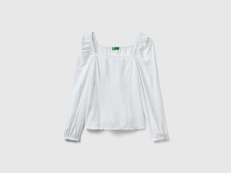 Slim-Fit-Bluse mit quadratischem Ausschnitt
