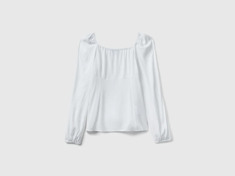 Slim-Fit-Bluse mit quadratischem Ausschnitt