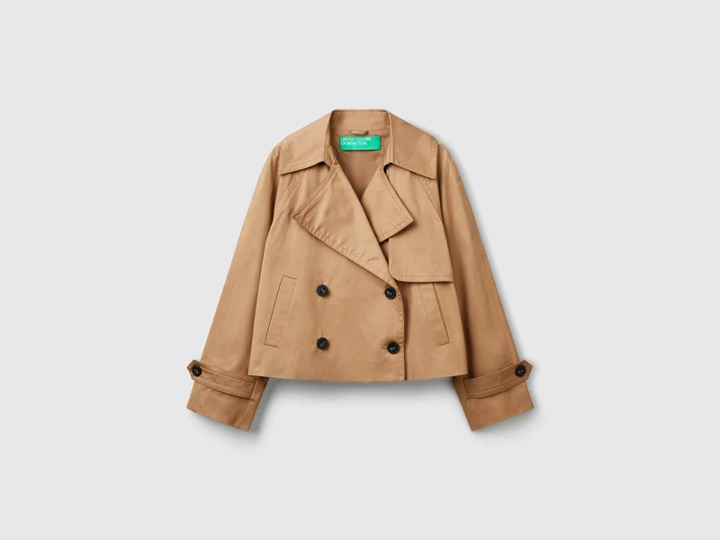 Zweireihiger, verkürzter Trenchcoat