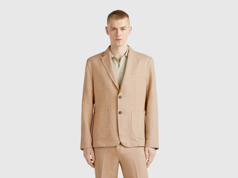 Gestreifter Blazer aus Leinenmischung