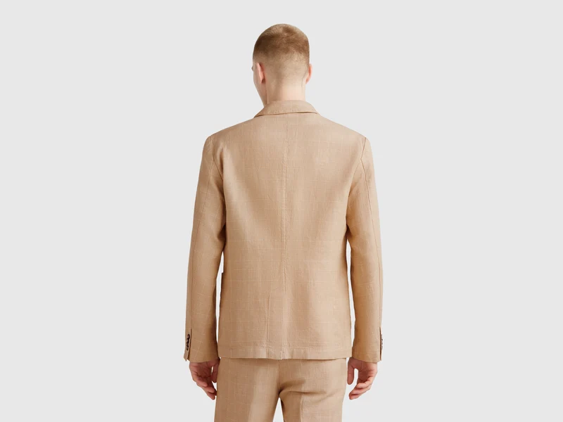 Gestreifter Blazer aus Leinenmischung