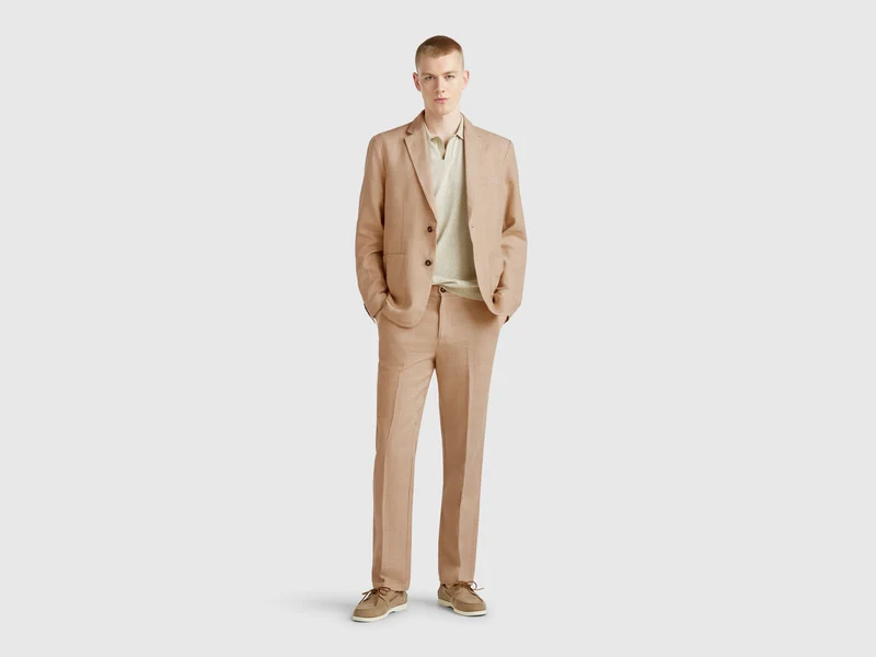 Gestreifter Blazer aus Leinenmischung