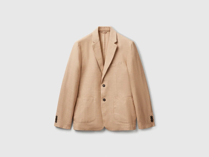 Gestreifter Blazer aus Leinenmischung