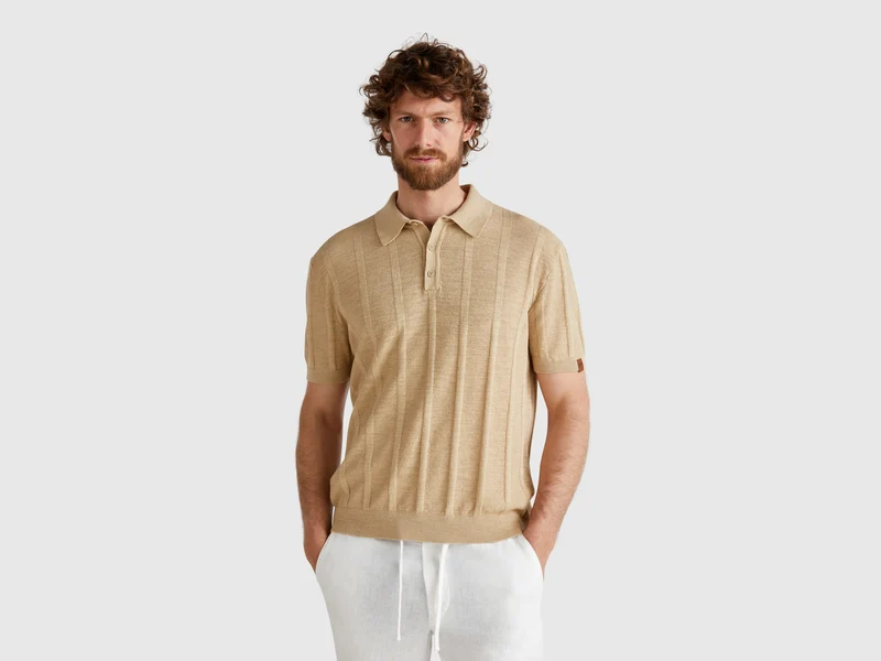 Gestricktes Poloshirt aus Leinenmischung