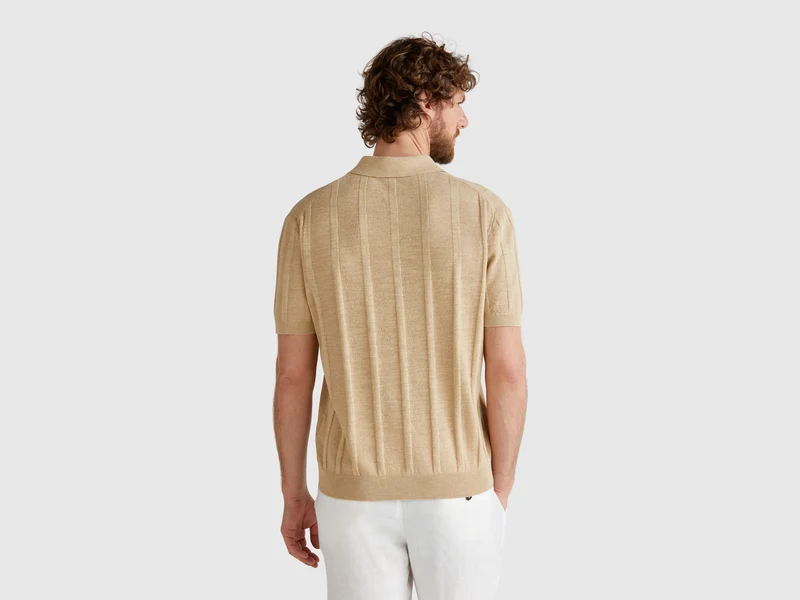 Gestricktes Poloshirt aus Leinenmischung