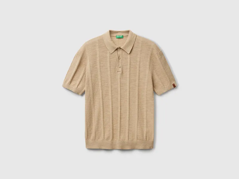 Gestricktes Poloshirt aus Leinenmischung