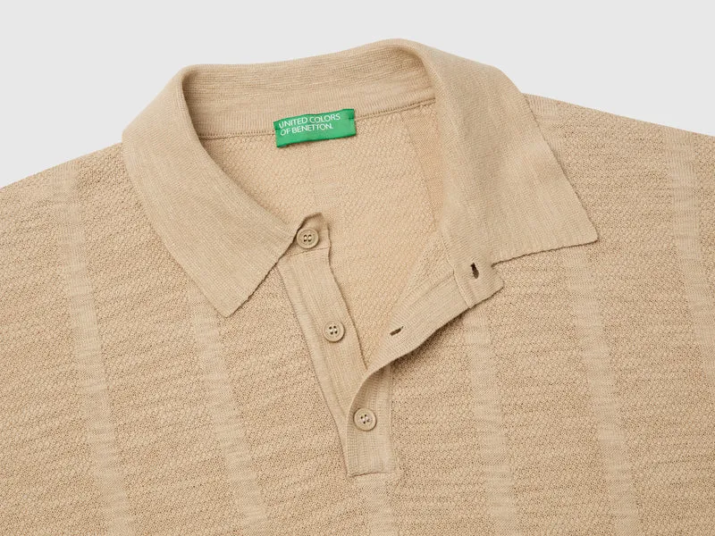 Gestricktes Poloshirt aus Leinenmischung