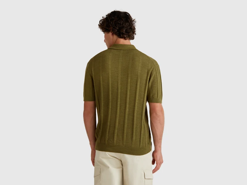 Gestricktes Poloshirt aus Leinenmischung