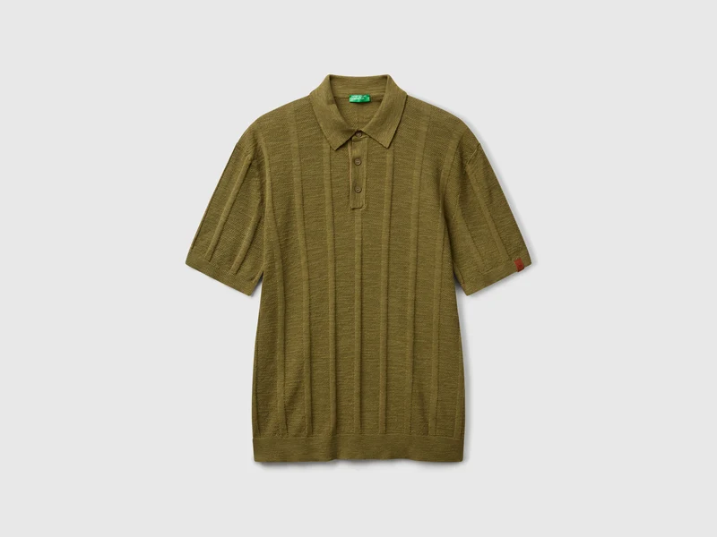 Gestricktes Poloshirt aus Leinenmischung
