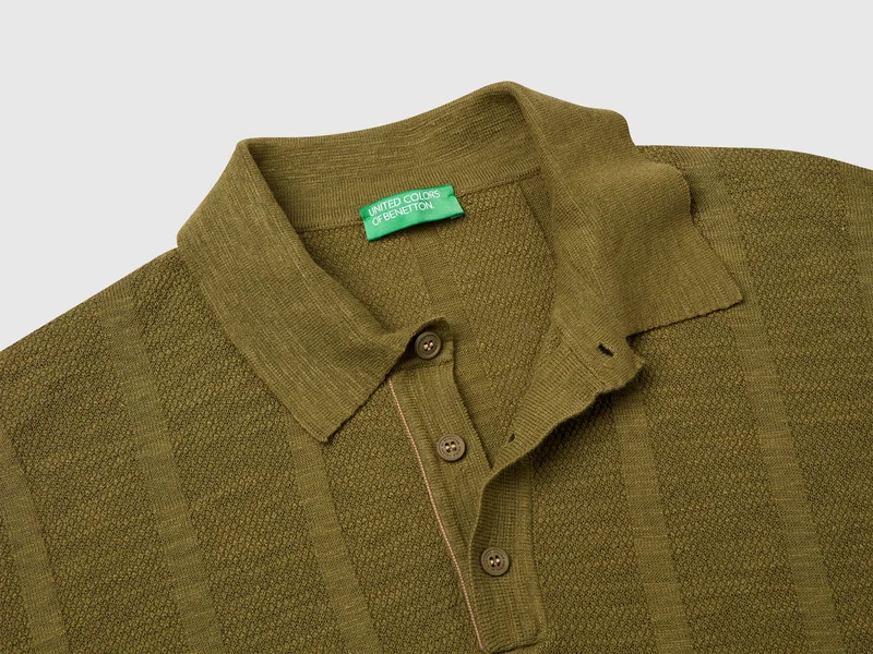Gestricktes Poloshirt aus Leinenmischung
