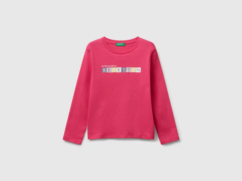 Baumwoll-T-Shirt mit Glitzer-Logo