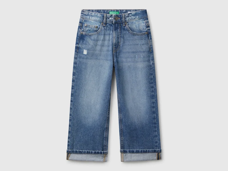 Gerade Jeans mit Umschlag