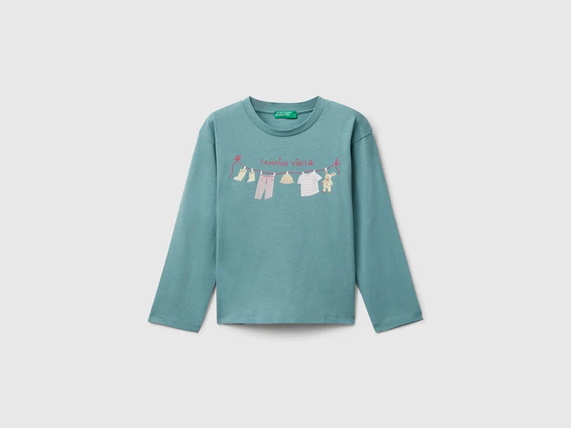 Baumwoll-T-Shirt mit Glitzer-Print