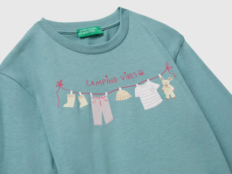 Baumwoll-T-Shirt mit Glitzer-Print