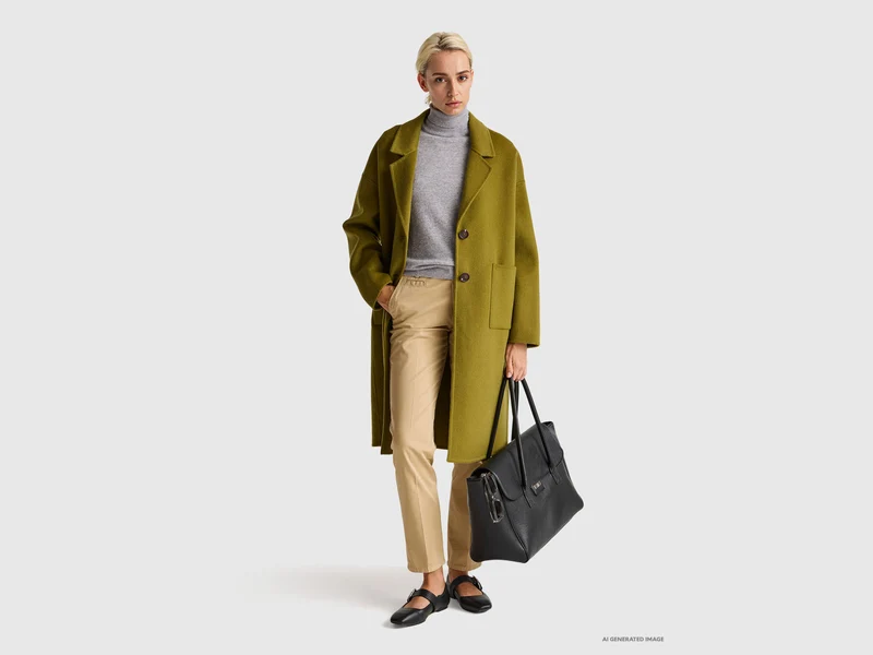 Grau melierter Rollkragenpullover aus reiner Merinowolle