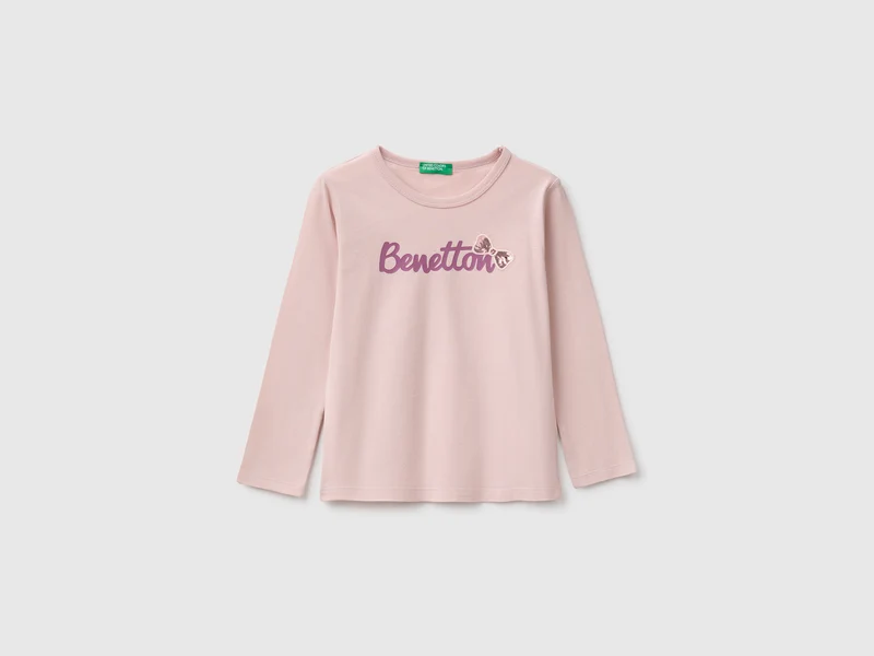 T-Shirt mit Aufdruck und Pailletten