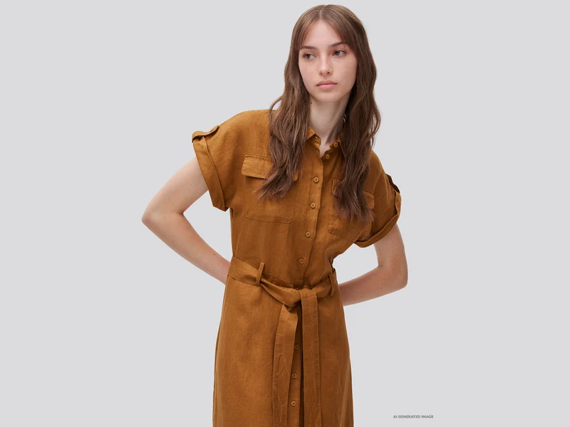 Midi-Hemdkleid aus reinem Leinen