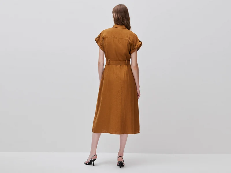 Midi-Hemdkleid aus reinem Leinen
