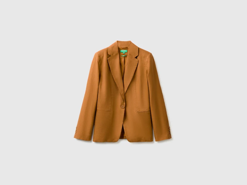 Einreihiger Blazer aus reinem Leinen