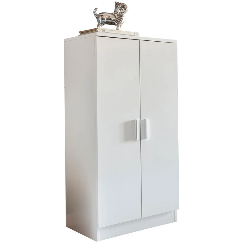 Schuhschrank 2 Türen Weiß 55x108x35cm Holz Dielenschrank Garderobe
