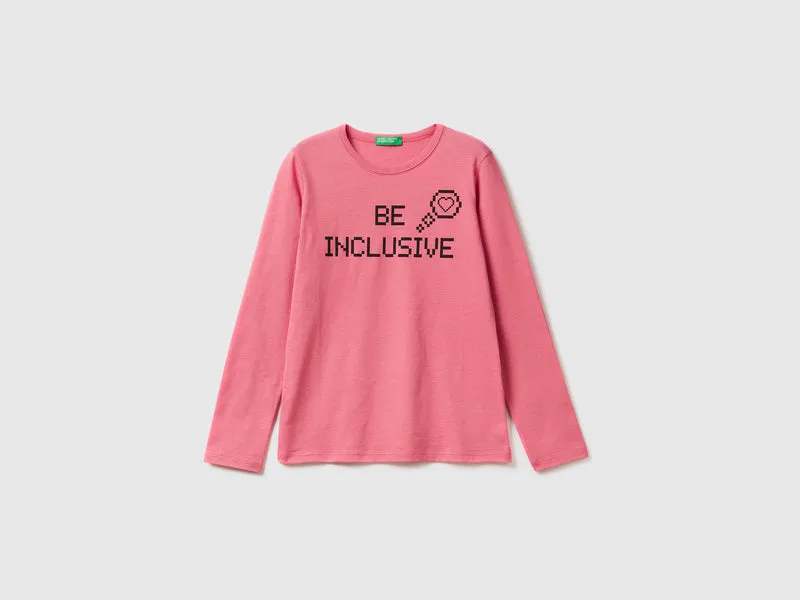 T-Shirt aus 100% Baumwolle mit langen Ärmeln