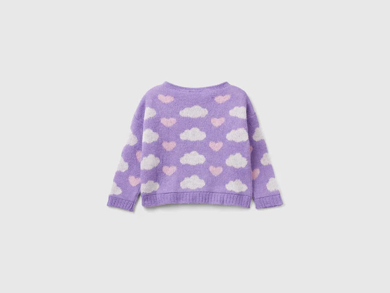 Jacquard-Pulli mit Herzen und Wolken