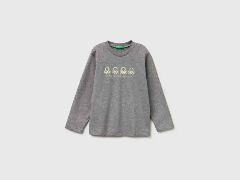 T-Shirt mit Rundhalsausschnitt aus warmer Baumwolle