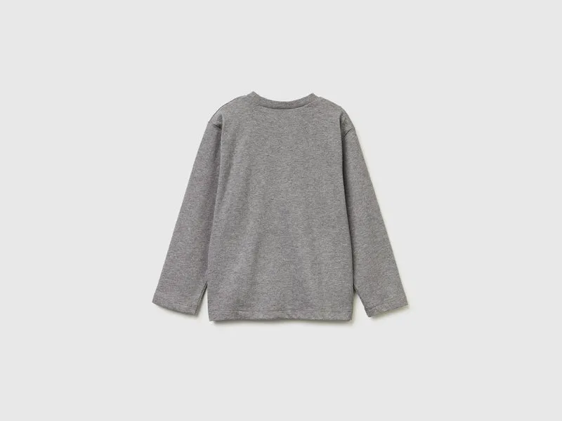 T-Shirt mit Rundhalsausschnitt aus warmer Baumwolle