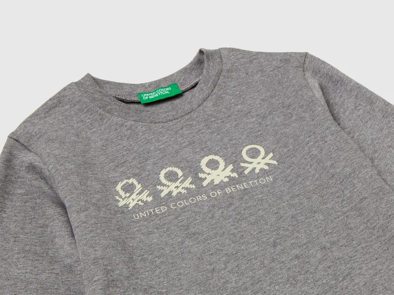 T-Shirt mit Rundhalsausschnitt aus warmer Baumwolle