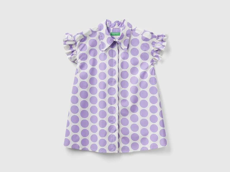 Ärmellose Bluse mit Punktemuster