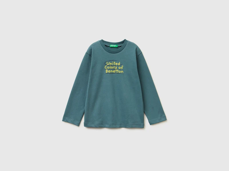 T-Shirt mit Rundhalsausschnitt aus warmer Baumwolle